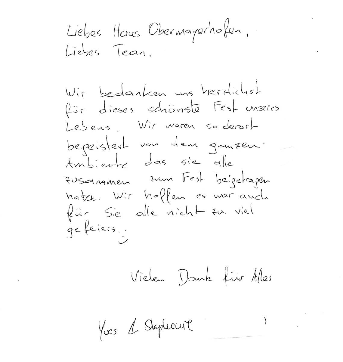 Nette Worte von einem glücklichen Brautpaar